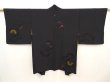 Photo3: 6521T03z530 Vintage Japanese Kimono Silk HAORI Chrysanthemum Black (3)