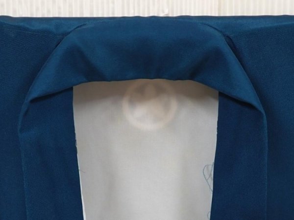 Photo7: 6521T06z320 Vintage Japanese Kimono Synthetic Boy's  Hawk Dark cyan blue (7)