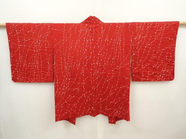 Photo1: 6521T07z550 Vintage Japanese Kimono Silk HAORI  Dark red (1)