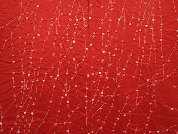 Photo3: 6521T07z550 Vintage Japanese Kimono Silk HAORI  Dark red (3)