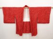 Photo5: 6521T07z550 Vintage Japanese Kimono Silk HAORI  Dark red (5)