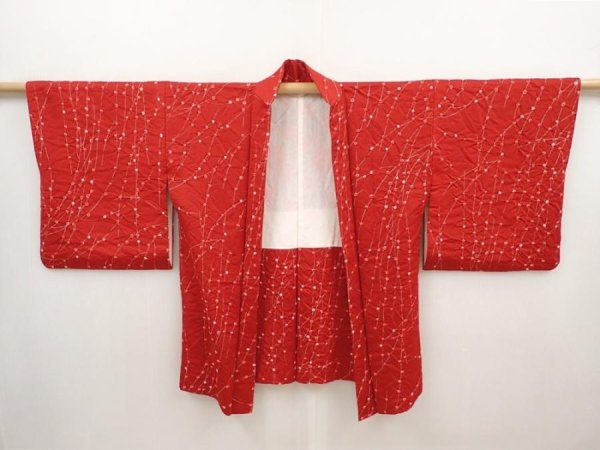 Photo5: 6521T07z550 Vintage Japanese Kimono Silk HAORI  Dark red (5)