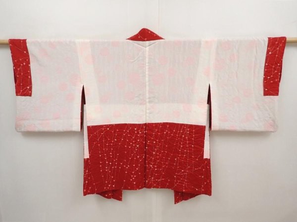 Photo6: 6521T07z550 Vintage Japanese Kimono Silk HAORI  Dark red (6)