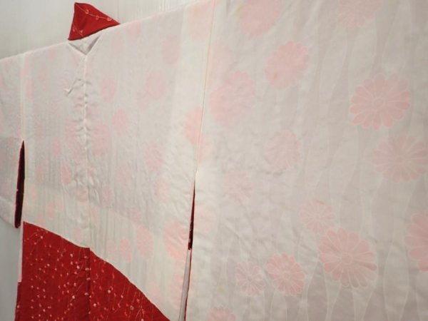 Photo7: 6521T07z550 Vintage Japanese Kimono Silk HAORI  Dark red (7)