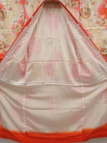 Photo7: 6521T10z530  Japanese Kimono Silk Girl's  Mari Red-Pink (7)