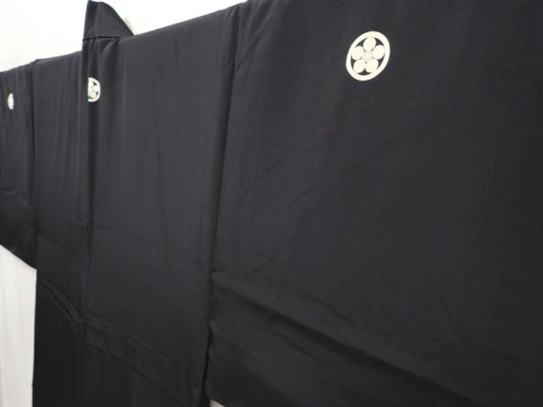 Photo2: 6521T11z910 Vintage Japanese Kimono Silk Men's  Plain Black (2)