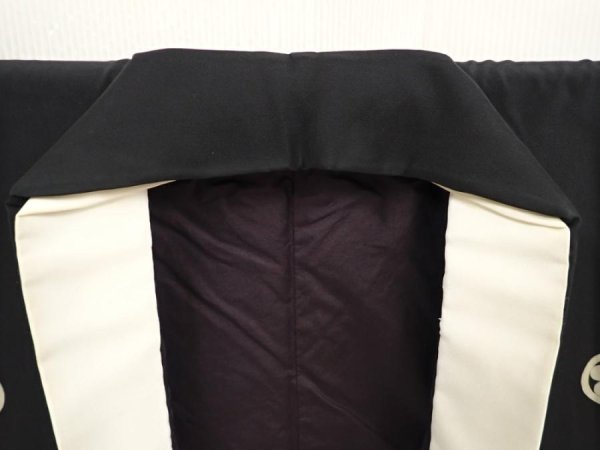 Photo6: 6521T11z910 Vintage Japanese Kimono Silk Men's  Plain Black (6)