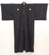 Photo7: 6521T11z910 Vintage Japanese Kimono Silk Men's  Plain Black (7)