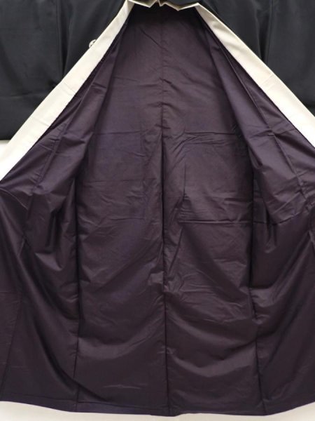Photo8: 6521T11z910 Vintage Japanese Kimono Silk Men's  Plain Black (8)