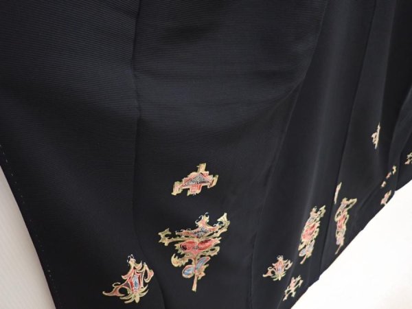 Photo3: 6521T13z940 Vintage Japanese Kimono Silk TSUKESAGE  Black (3)