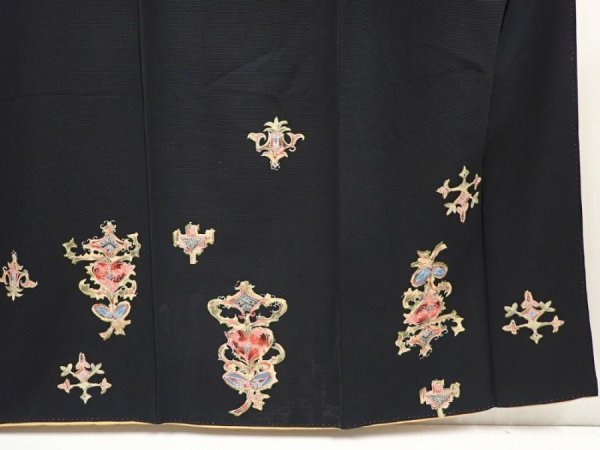 Photo7: 6521T13z940 Vintage Japanese Kimono Silk TSUKESAGE  Black (7)