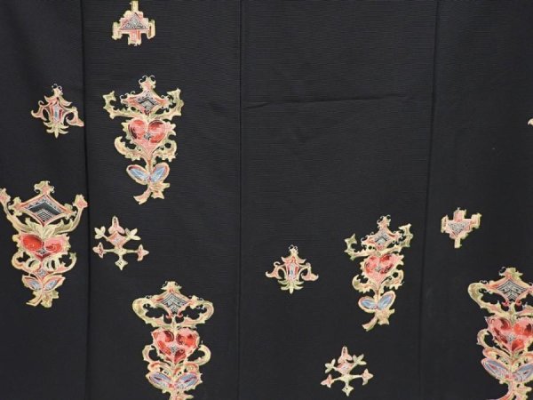 Photo8: 6521T13z940 Vintage Japanese Kimono Silk TSUKESAGE  Black (8)