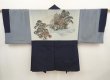 Photo1: 6522T04z600 Vintage Japanese Kimono Silk Men's HAORI Pine Dark navy (1)