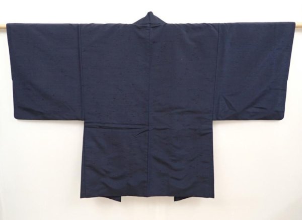 Photo4: 6522T04z600 Vintage Japanese Kimono Silk Men's HAORI Pine Dark navy (4)
