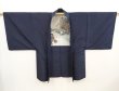 Photo6: 6522T04z600 Vintage Japanese Kimono Silk Men's HAORI Pine Dark navy (6)