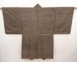 Photo4: 6522T05z440 Vintage Japanese Kimono Silk Men's HAORI  Brown-Gray (4)
