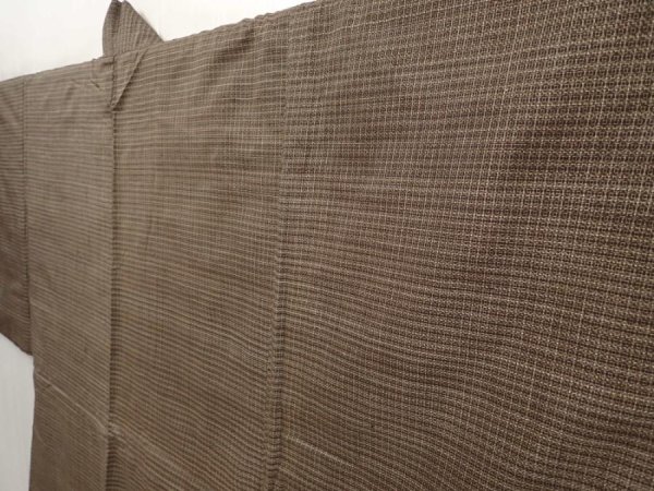 Photo5: 6522T05z440 Vintage Japanese Kimono Silk Men's HAORI  Brown-Gray (5)