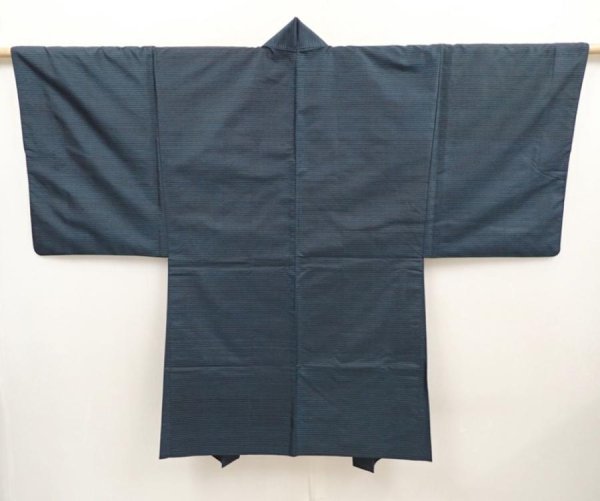 Photo4: 6522T06z380 Vintage Japanese Kimono Silk Men's HAORI Mt.Fuji Black (4)