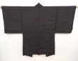 Photo4: 6522T07z410 Vintage Japanese Kimono Silk Men's HAORI Jigami Dark brown (4)