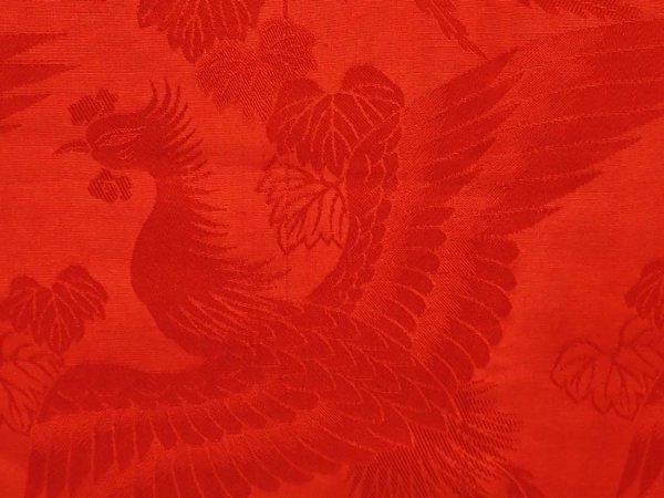 Photo4: 6522T01z420 Antique Japanese Kimono Silk JUBAN Phoenix Red (4)