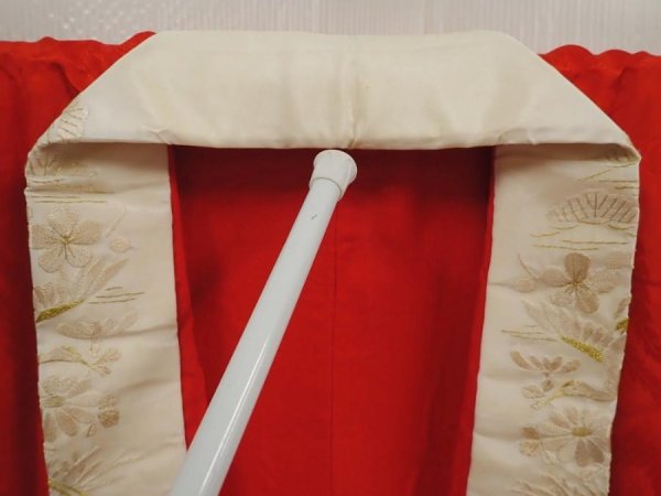 Photo6: 6522T01z420 Antique Japanese Kimono Silk JUBAN Phoenix Red (6)