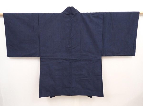 Photo4: 6522T02z610 Vintage Japanese Kimono Silk Men's HAORI Scenery Dark navy (4)