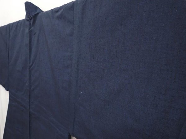 Photo5: 6522T02z610 Vintage Japanese Kimono Silk Men's HAORI Scenery Dark navy (5)