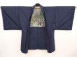 Photo6: 6522T02z610 Vintage Japanese Kimono Silk Men's HAORI Scenery Dark navy (6)