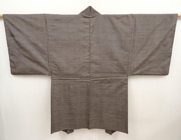 Photo5: 6522T03z450 Vintage Japanese Kimono Silk Men's HAORI Dragon Brown-Gray (5)