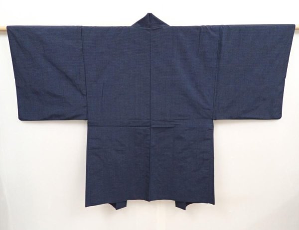 Photo4: 6522T08z510 Vintage Japanese Kimono Silk Men's HAORI Daimyogyoretsu Navy (4)