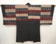 Photo2: 6522T09z460 Vintage Japanese Kimono Silk Men's HAORI  Black (2)