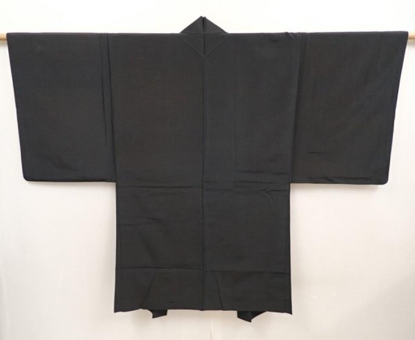 Photo5: 6522T09z460 Vintage Japanese Kimono Silk Men's HAORI  Black (5)
