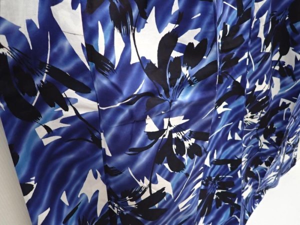 Photo3: 6522T10z550  Japanese Kimono Cotton YUKATA Flower Dark lavender blue (3)