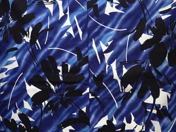 Photo5: 6522T10z550  Japanese Kimono Cotton YUKATA Flower Dark lavender blue (5)