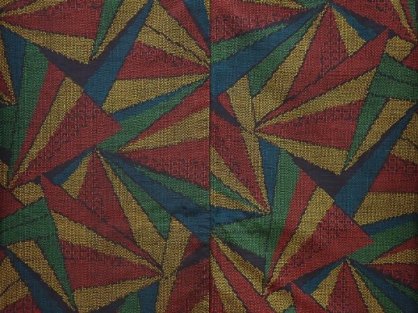 Photo5: 6522T11z850 Vintage Japanese Kimono Silk TSUMUGI  Dark red  Yellow ochre (5)