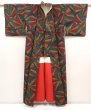 Photo8: 6522T11z850 Vintage Japanese Kimono Silk TSUMUGI  Dark red  Yellow ochre (8)