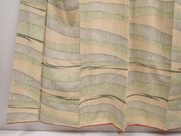 Photo4: 6522T12z680 Vintage Japanese Kimono Silk TSUMUGI  Straw (4)