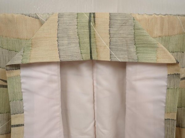 Photo7: 6522T12z680 Vintage Japanese Kimono Silk TSUMUGI  Straw (7)
