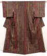 Photo1: 6522T13z750 Vintage Japanese Kimono Silk TSUMUGI Plum blossom Brown-Gray (1)