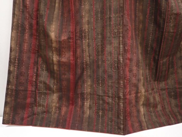 Photo4: 6522T13z750 Vintage Japanese Kimono Silk TSUMUGI Plum blossom Brown-Gray (4)