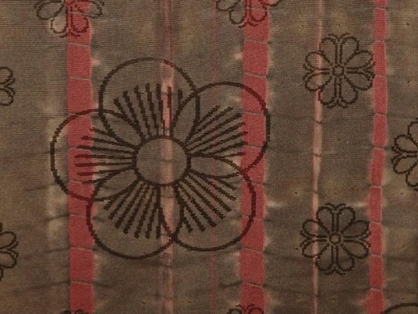 Photo6: 6522T13z750 Vintage Japanese Kimono Silk TSUMUGI Plum blossom Brown-Gray (6)