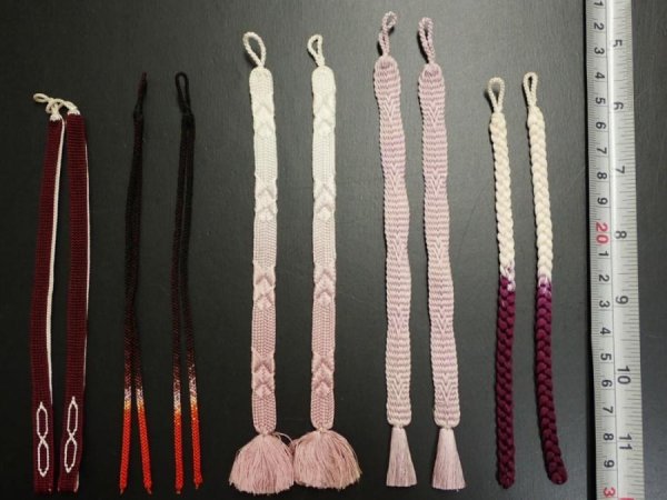 Photo1: G30z10  Japanese Kimono Silk HAORI HIMO 5pcs (1)