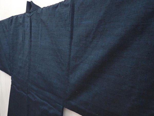 Photo5: 6525T01z650 Vintage Japanese Kimono Silk Men's HAORI 壽 Navy-Gray (5)