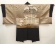 Photo1: 6525T02z620 Vintage Japanese Kimono Silk Men's HAORI By?d?-in Black (1)