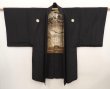 Photo6: 6525T02z620 Vintage Japanese Kimono Silk Men's HAORI By?d?-in Black (6)
