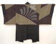 Photo1: 6525T03z490 Vintage Japanese Kimono Silk Men's HAORI  Black (1)