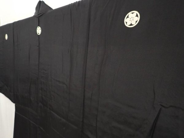 Photo6: 6525T03z490 Vintage Japanese Kimono Silk Men's HAORI  Black (6)