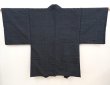 Photo4: 6525T04z640 Vintage Japanese Kimono Silk Men's HAORI Horse Dark green-gray (4)