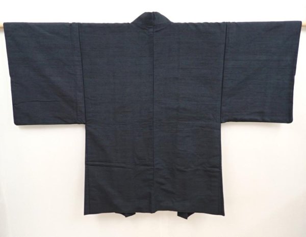 Photo4: 6525T04z640 Vintage Japanese Kimono Silk Men's HAORI Horse Dark green-gray (4)