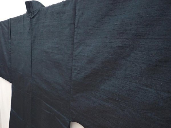 Photo6: 6525T04z640 Vintage Japanese Kimono Silk Men's HAORI Horse Dark green-gray (6)